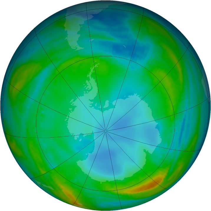 Antarctic ozone map for 17 July 1985